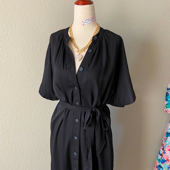 ❌SOLD❌ H&M Black Tie-belt Shirt Dress Sz S - Picture 2 of 14